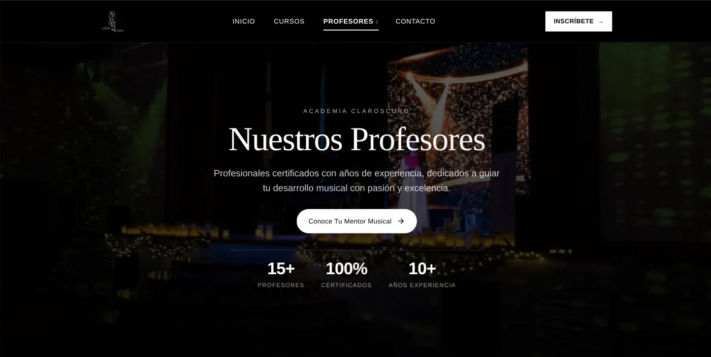 Captura de escritorio de Academia Claroscuro: Nuestros Profesores