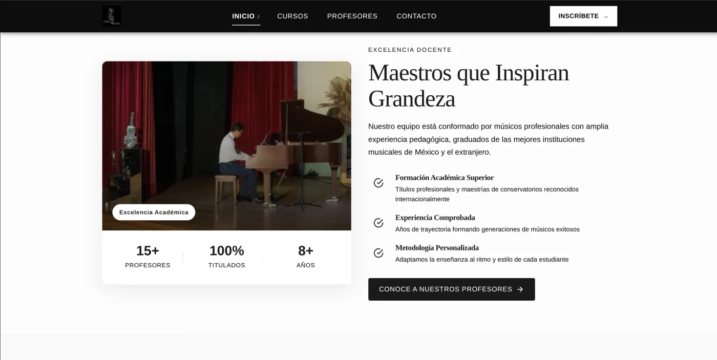 Captura de escritorio de Academia Claroscuro: Excelencia Docente